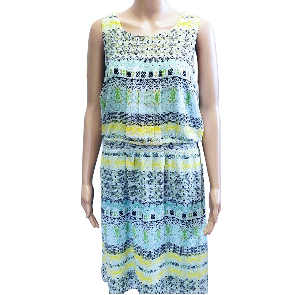 NWT EMMA & MICHELE CHIFFON POLYESTER OVERLAY FULLY LINED SLEEVELESS DRESS 12